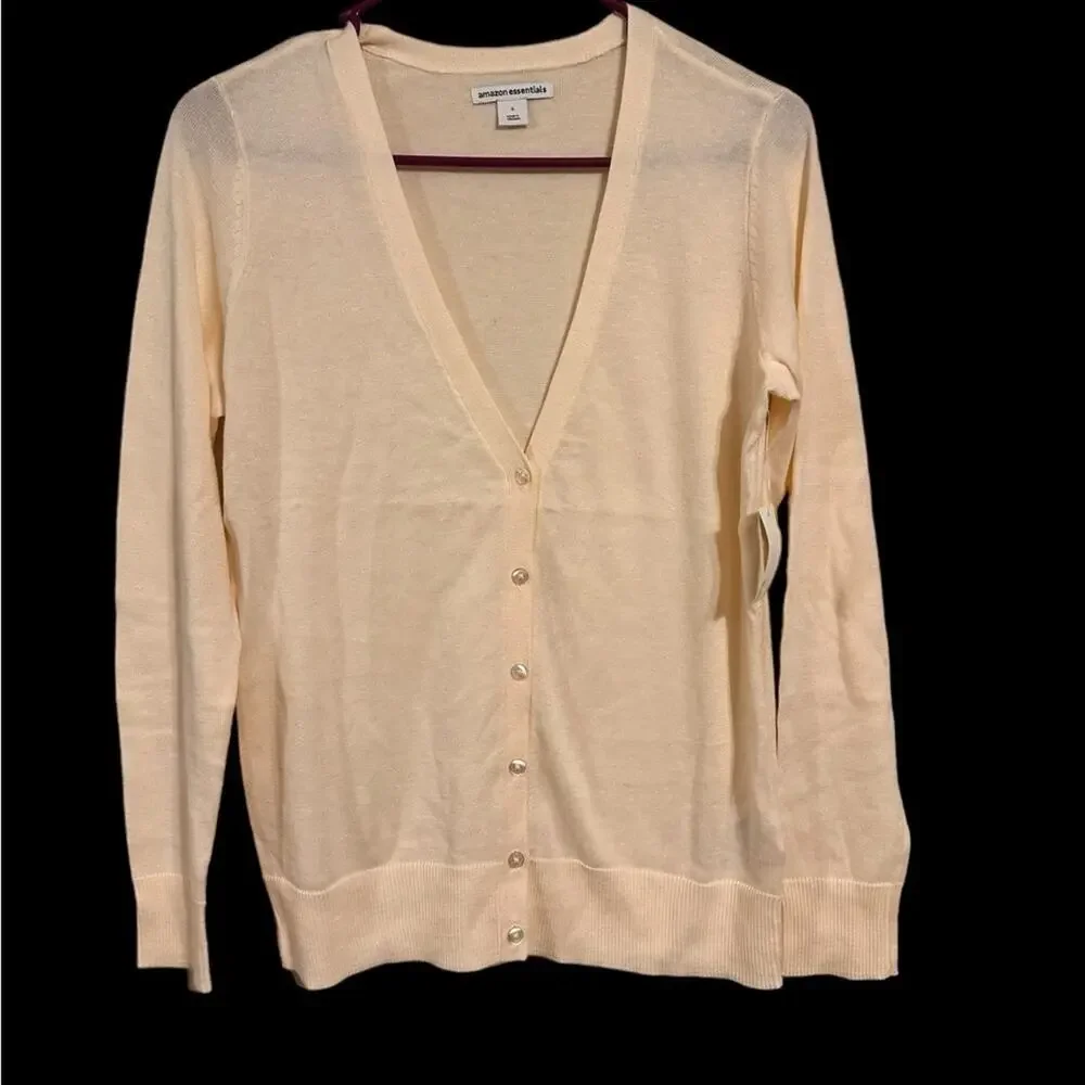 Amazon Essentials Size Small Light Peach V Neck Cardigan